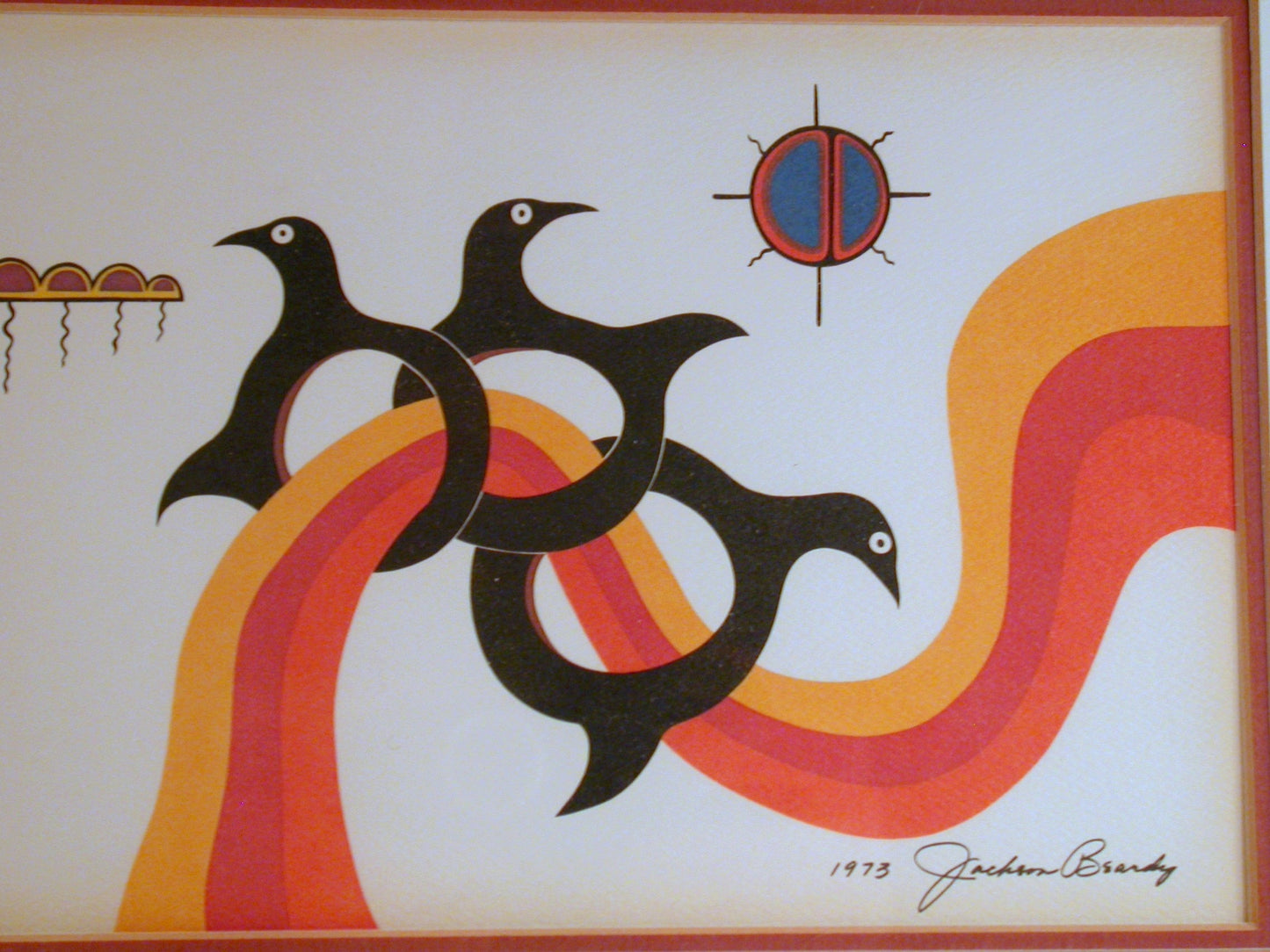 Jackson Beardy Lithograph Print "FLOCK",  Vintage Graphic Art