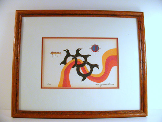 Jackson Beardy Lithograph Print "FLOCK",  Vintage Graphic Art