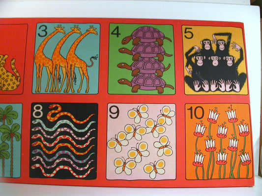 Jan Pieńkowski for Finlandia C.L.O.T.H. "Numbers" , Original Vintage Graphic Linen from the 1980's, Colorful Graphics, Jan Pienkowski