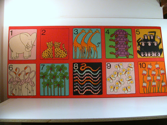 Jan Pieńkowski for Finlandia C.L.O.T.H. "Numbers" , Original Vintage Graphic Linen from the 1980's, Colorful Graphics, Jan Pienkowski
