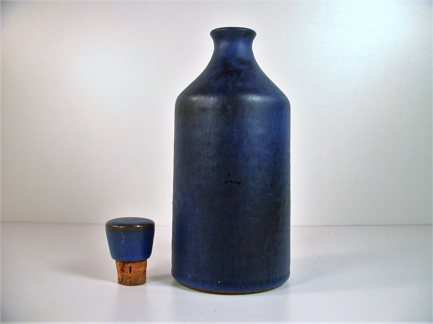 Grove Pottery Cobalt Blue Decanter, Vintage Jan and Helga Grove Studio Pottery