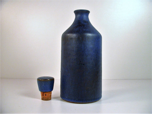 Grove Pottery Cobalt Blue Decanter, Vintage Jan and Helga Grove Studio Pottery