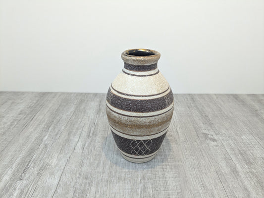 Japanese Ceramic Vase | Vintage Textured Vase with Gold Accents