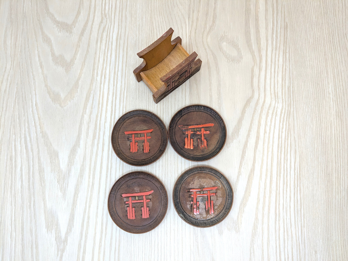 KYOTO / JP - Vintage Japanese Coaster Set | Torri Gates Souvenir