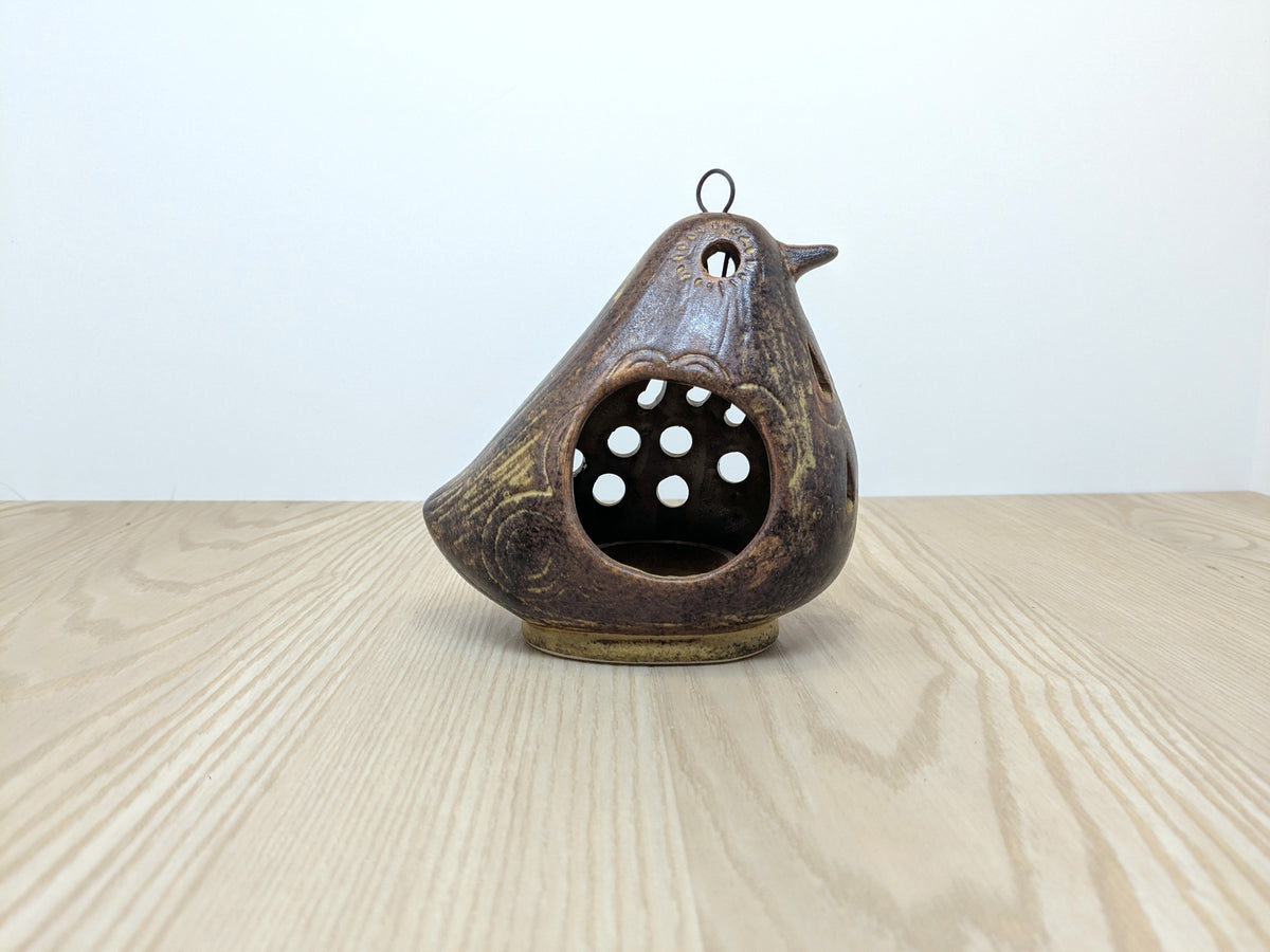 Ceramic Partridge Hanging Luminary | Mid Century Japanese Ceramics