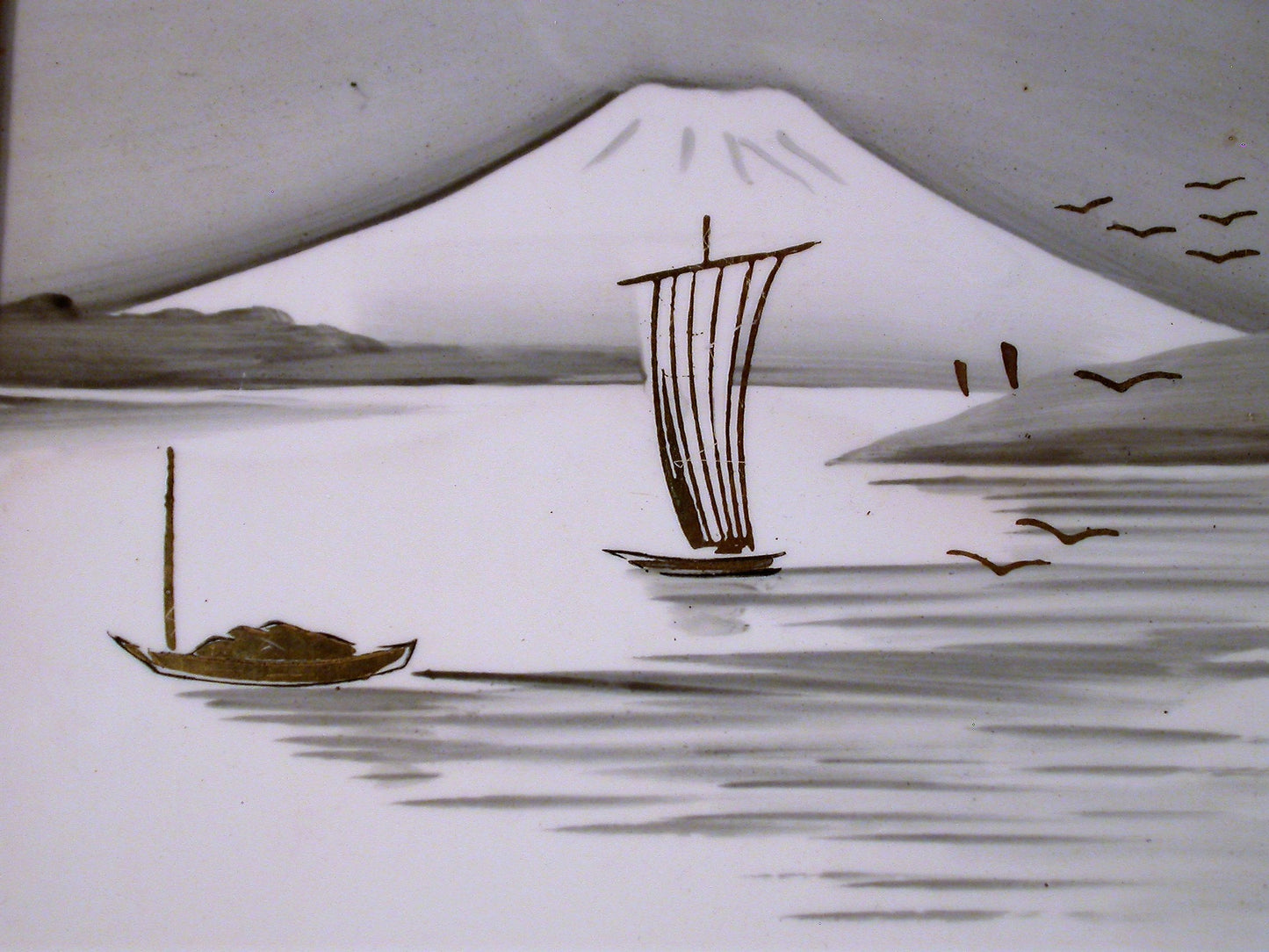 Vintage Japanes Porcelain Tile | Mount Fuji