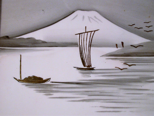 Vintage Japanes Porcelain Tile | Mount Fuji