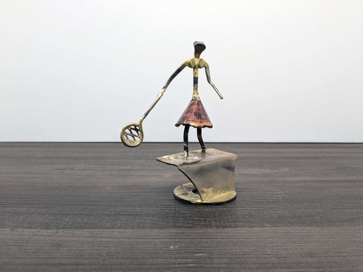 Brutalist Brass, Metal and Enamel Tennis Sculpture | KUZA Original Designs