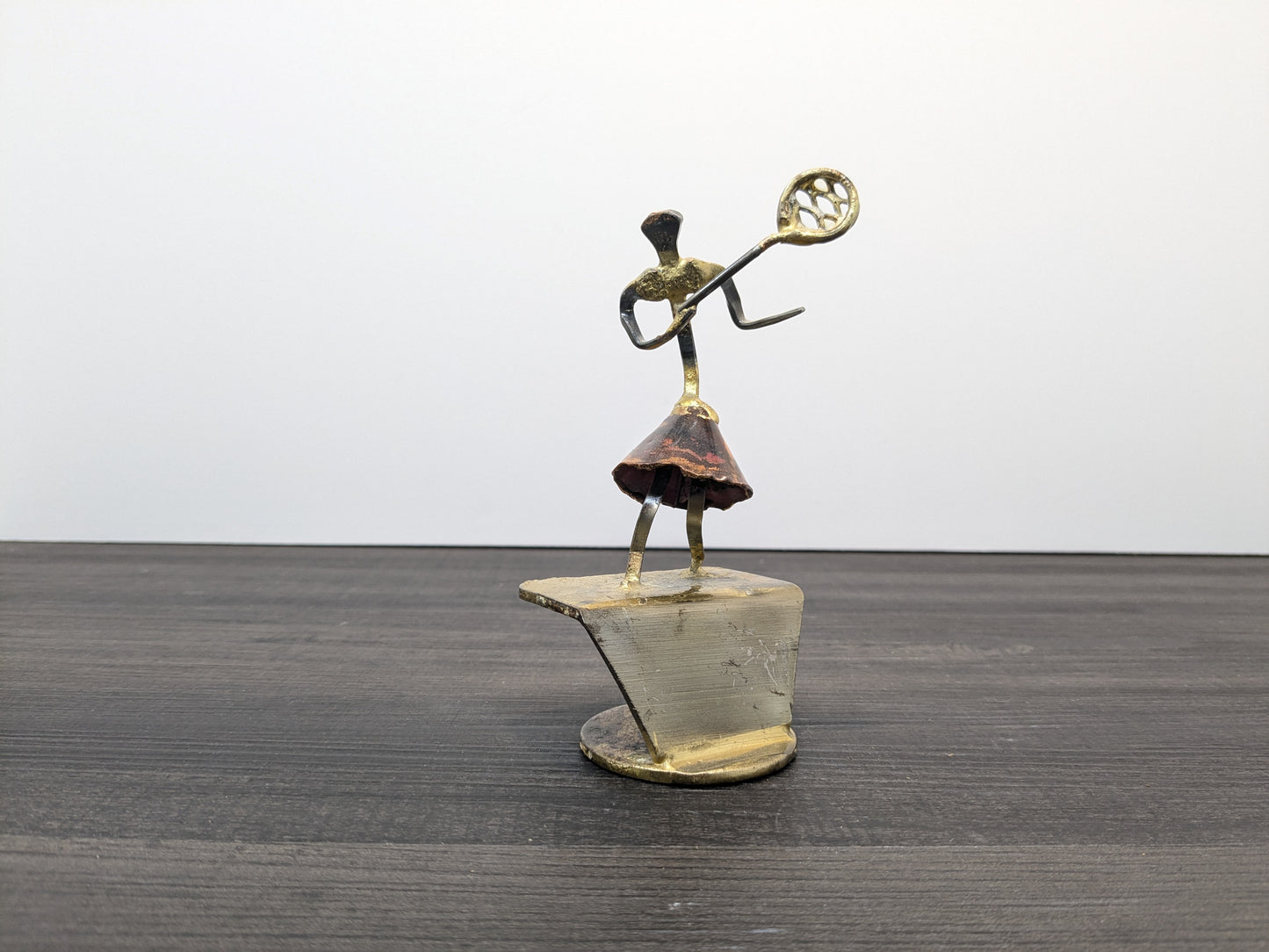 Brutalist Brass, Metal and Enamel Tennis Sculpture | KUZA Original Designs