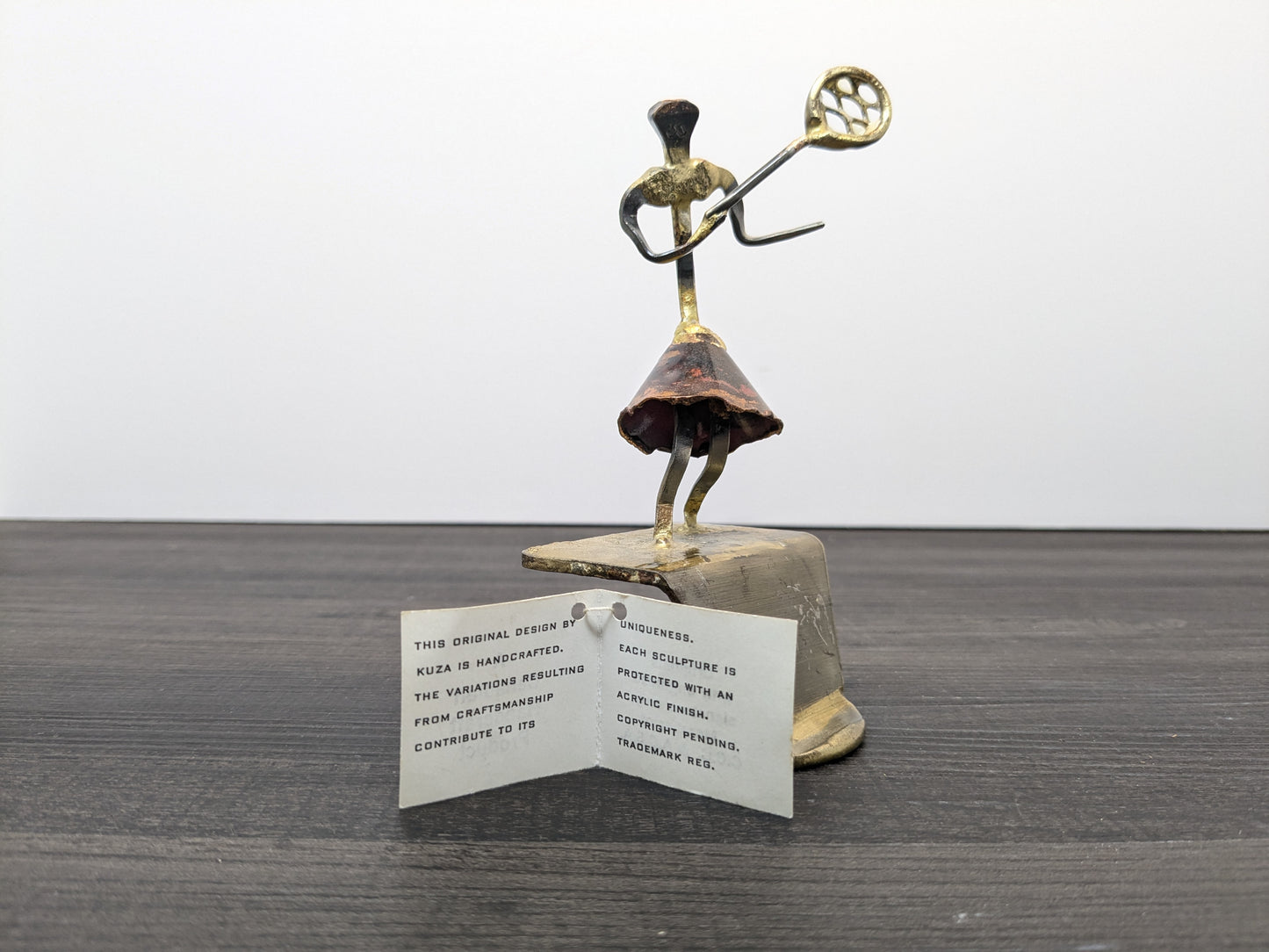 Brutalist Brass, Metal and Enamel Tennis Sculpture | KUZA Original Designs