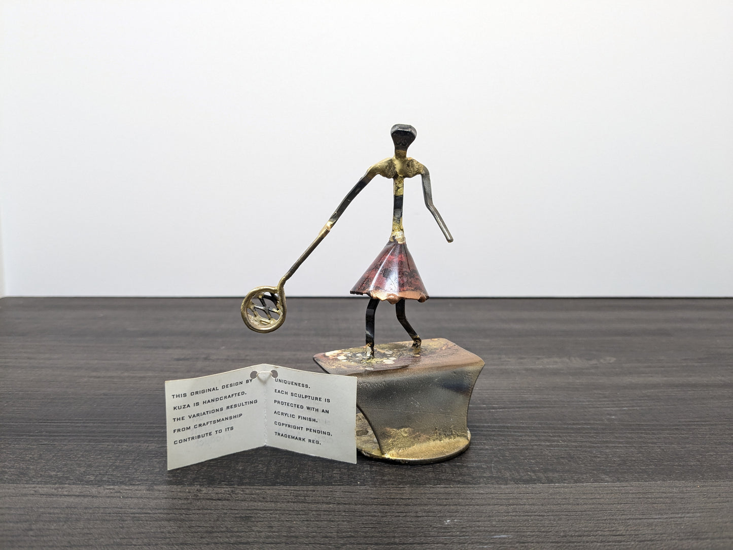 Brutalist Brass, Metal and Enamel Tennis Sculpture | KUZA Original Designs