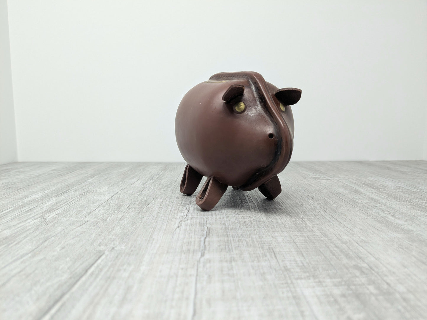 Kounoike Ceramic and Leather Piggy Bank | Mid Century Japanese Design