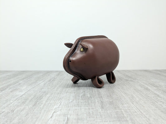 Kounoike Ceramic and Leather Piggy Bank | Mid Century Japanese Design