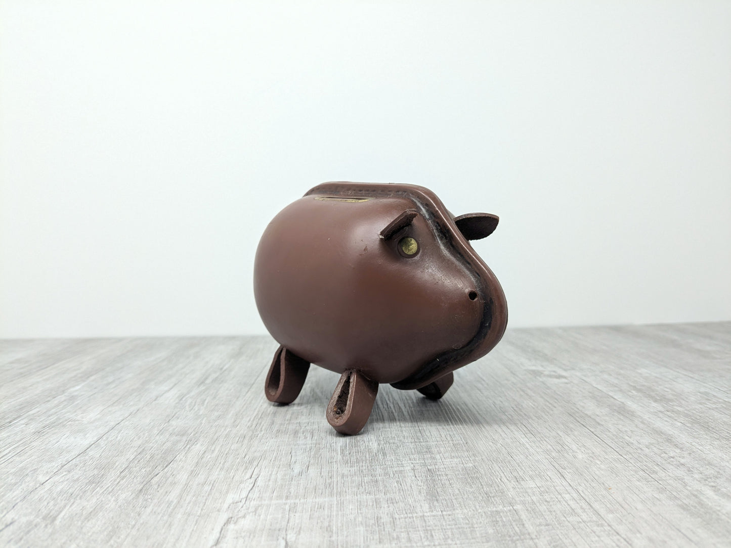 Kounoike Ceramic and Leather Piggy Bank | Mid Century Japanese Design