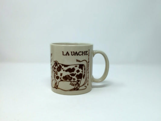 Vintage La Vache  Ceramic Mug | Taylor & NG Original 1979 Mug | Cream Body Brown Graphics
