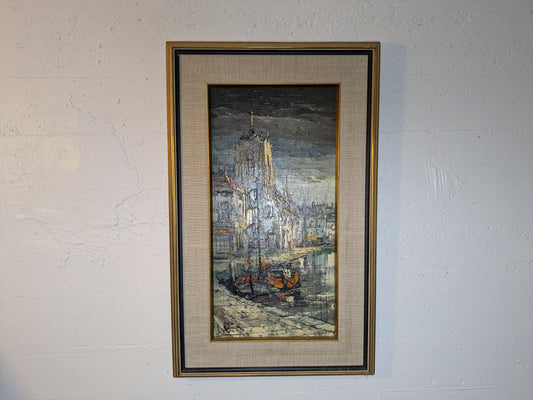 Leon Corbet Belgium | 20th Century European Oil Painting | Canal Scene