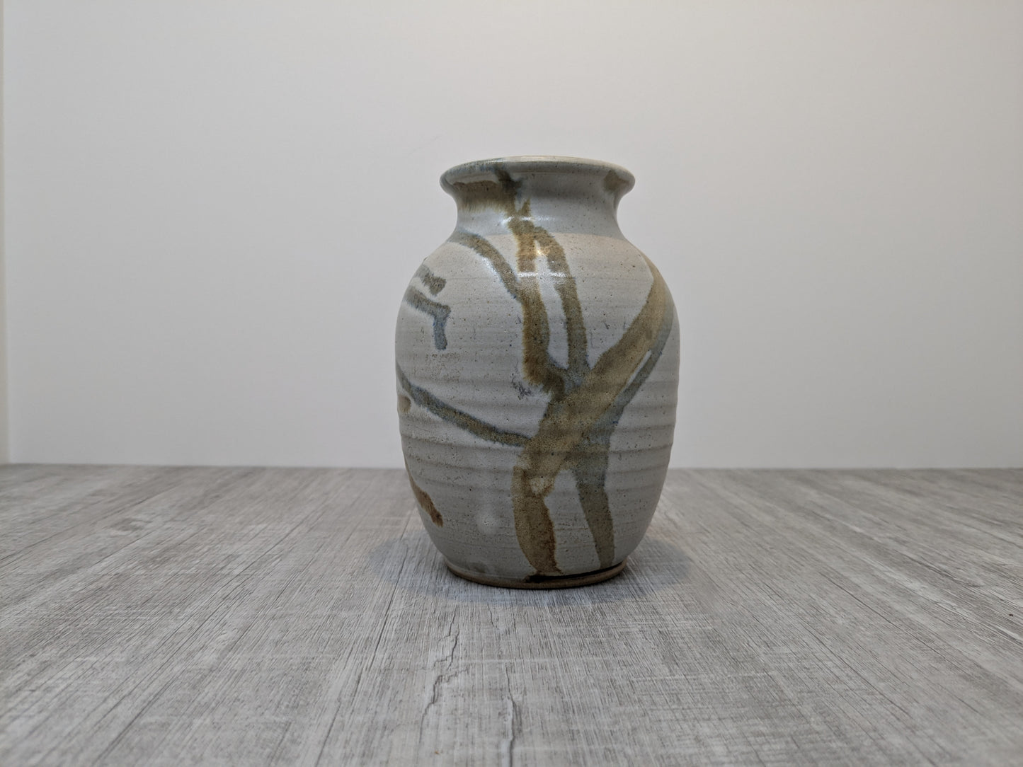 Mary Fox Studio Pottery | Stoneware vase with Abstract Brush Strokes | 1980 Mary Fox Pottery