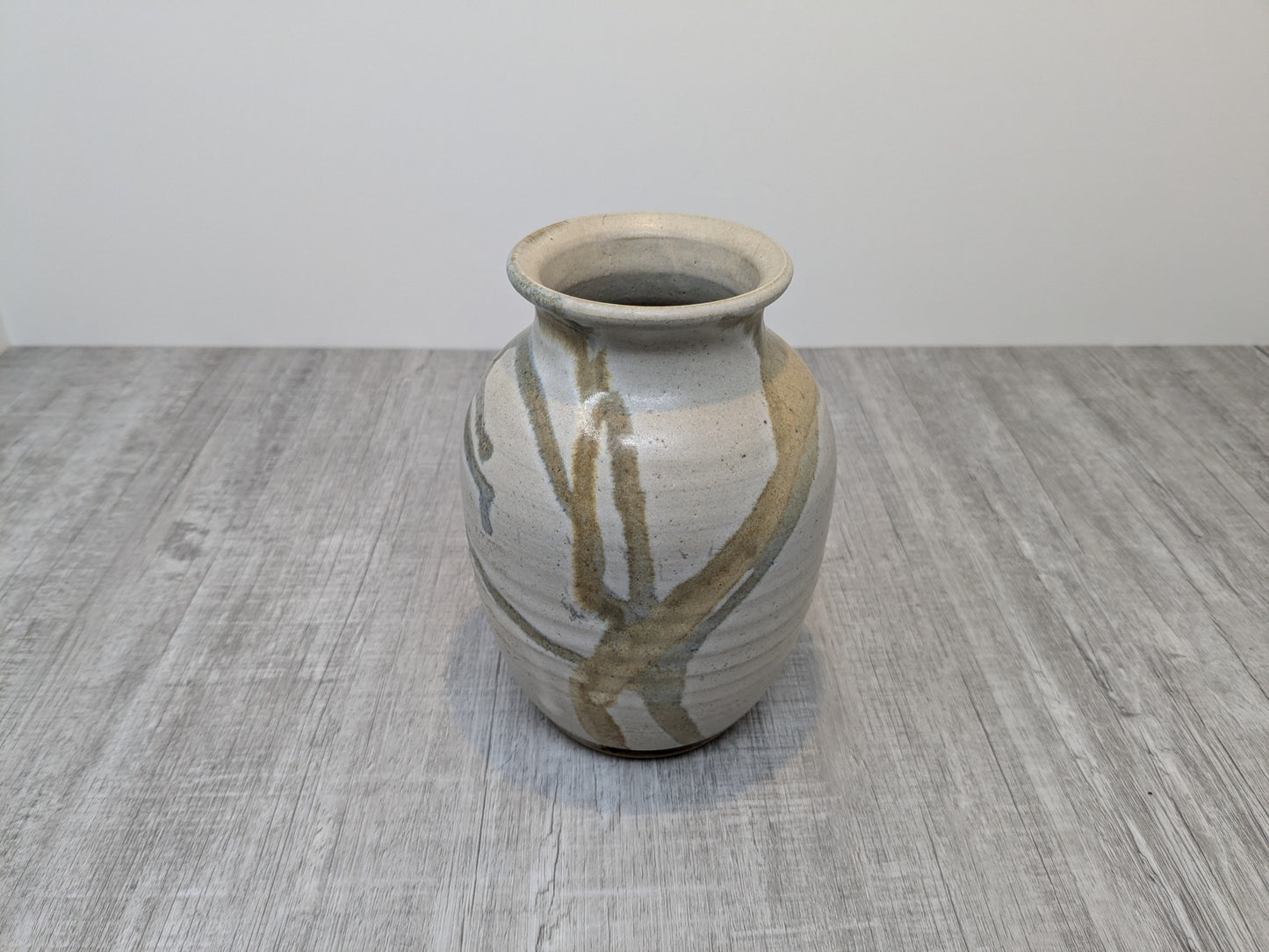 Mary Fox Studio Pottery | Stoneware vase with Abstract Brush Strokes | 1980 Mary Fox Pottery