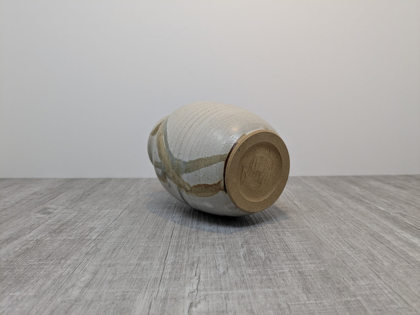 Mary Fox Studio Pottery | Stoneware vase with Abstract Brush Strokes | 1980 Mary Fox Pottery