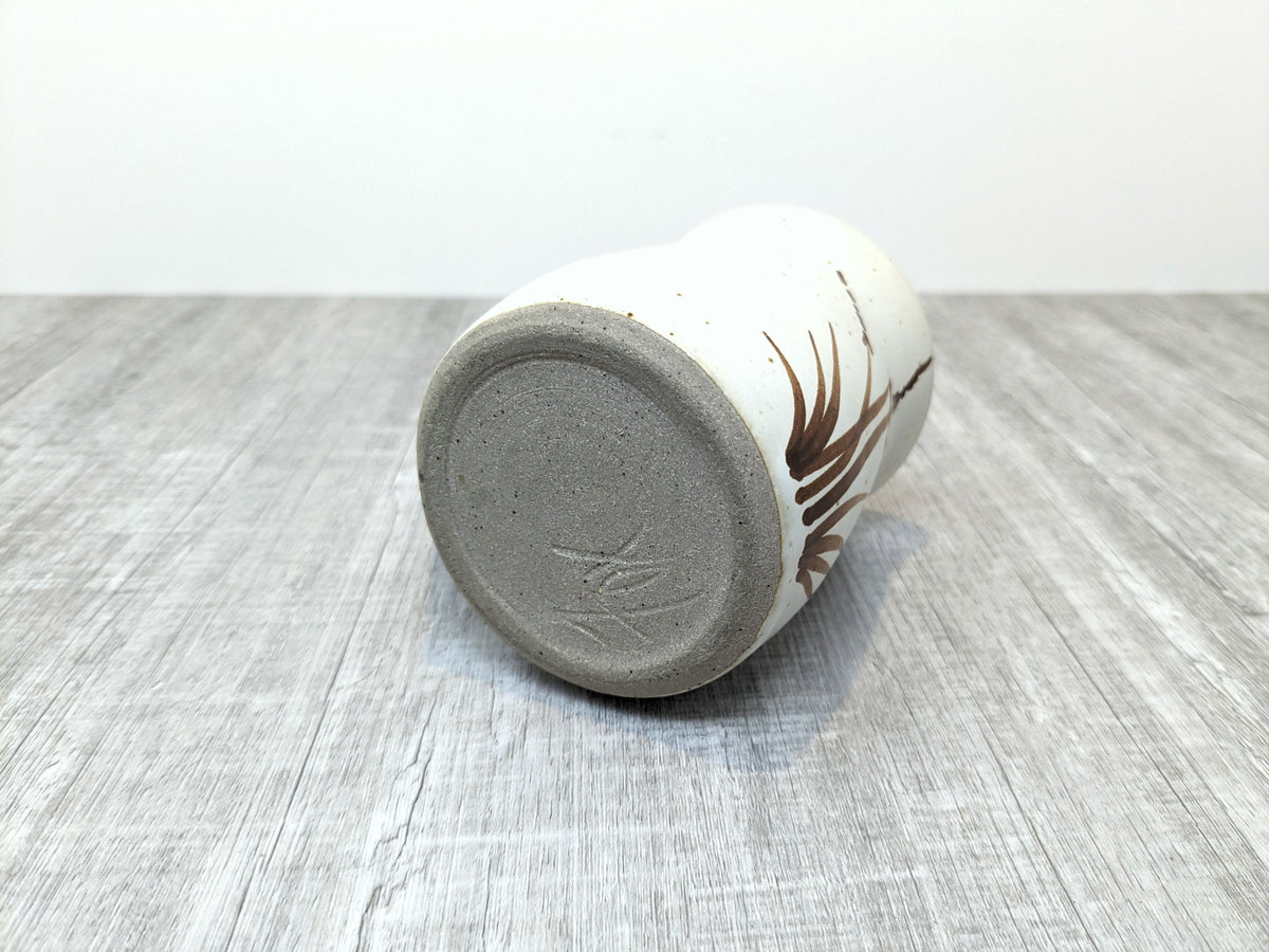 Mary Fox Studio Pottery | Small Ceramic Jug / Creamer with Wild Grass / Bull Rush Brush Strokes | Early 1980's Mary Fox Pottery