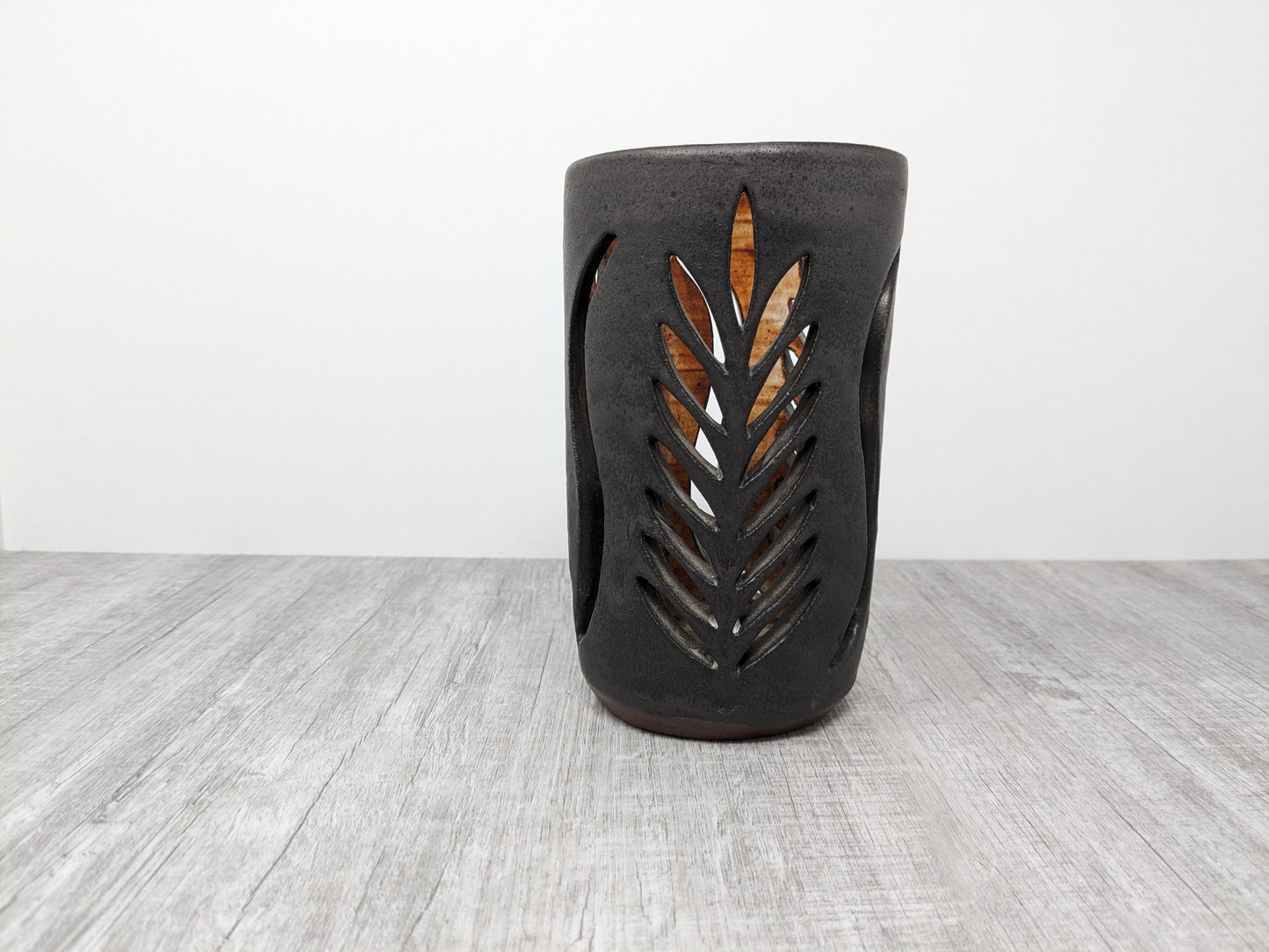 Mary Osborne Studio Pottery | Candle Holder | Cut Out Design | BC Pottery