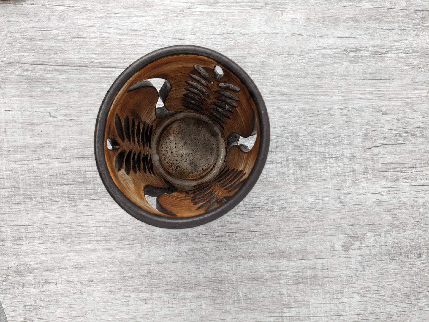Mary Osborne Studio Pottery | Candle Holder | Cut Out Design | BC Pottery