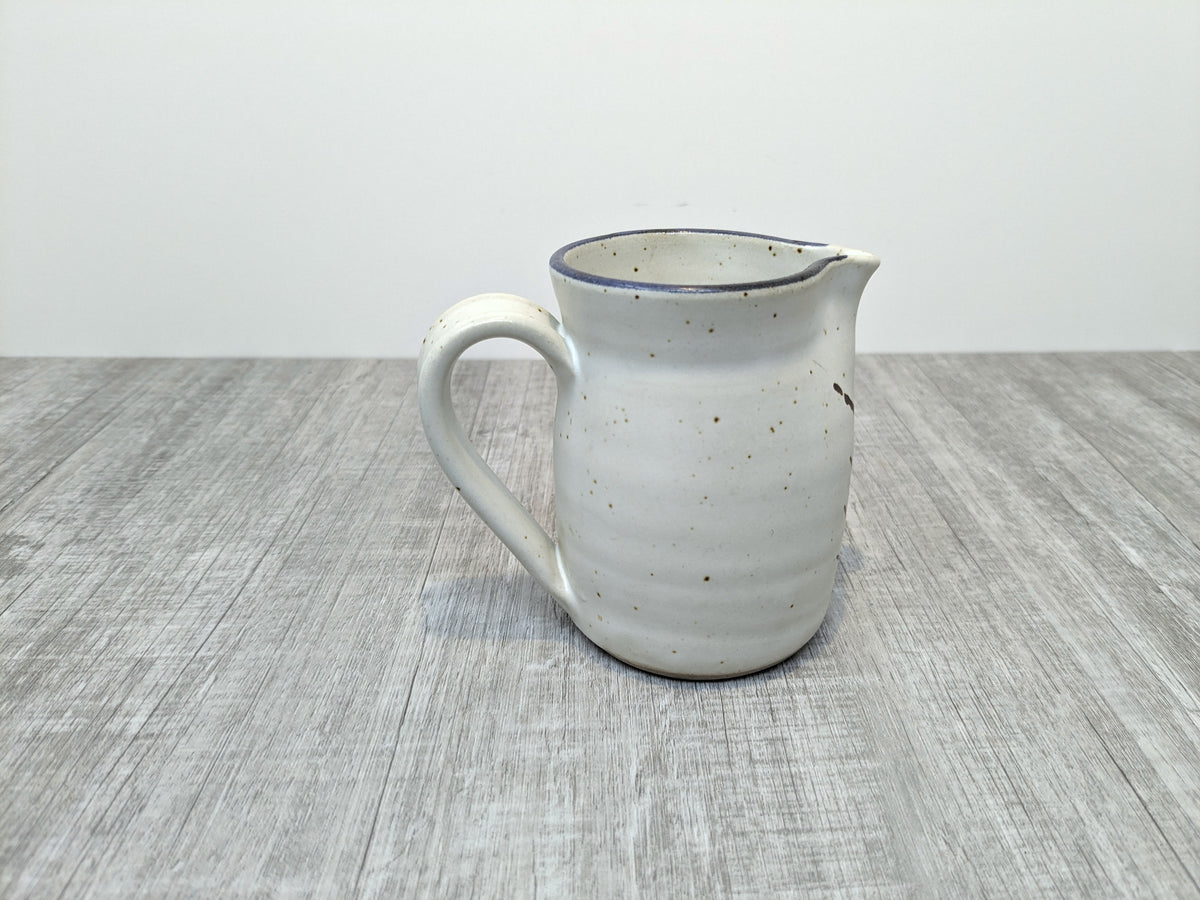 Mary Fox Studio Pottery | Small Ceramic Jug / Creamer with Wild Grass / Bull Rush Brush Strokes | Early 1980's Mary Fox Pottery