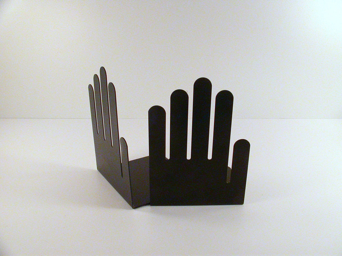Powder Coated Black Metal Bookends | Postmodern Spectrum Design Hand Shaped Bookends