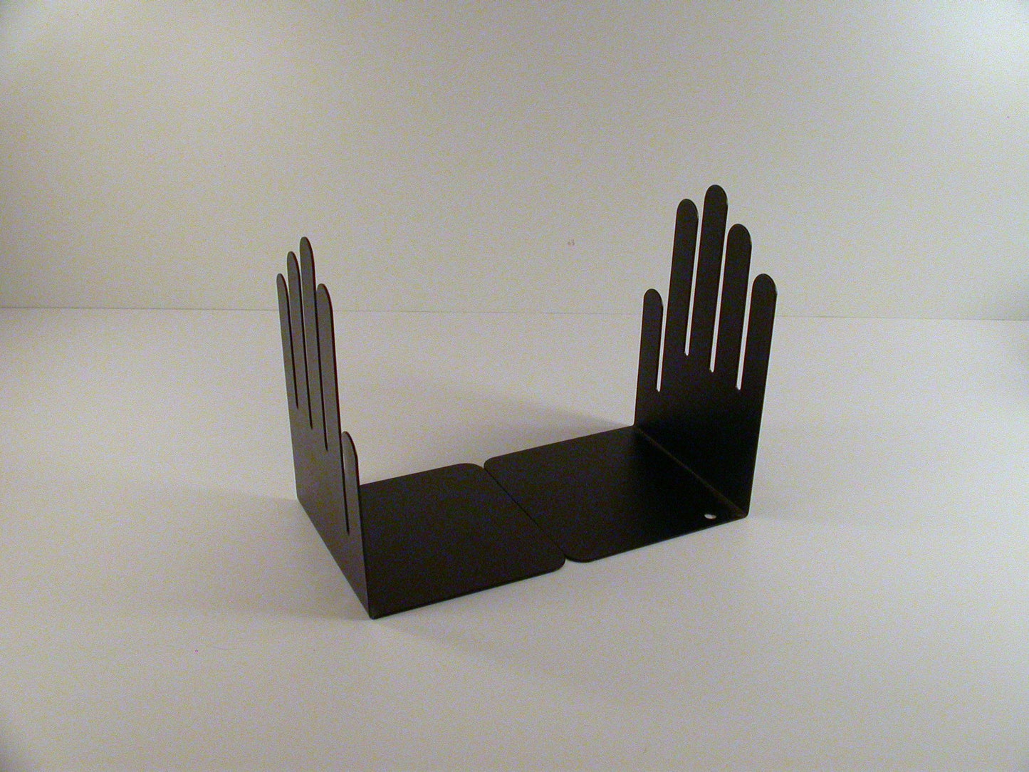 Powder Coated Black Metal Bookends | Postmodern Spectrum Design Hand Shaped Bookends