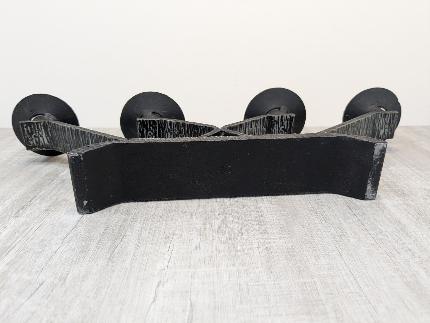 Wrought Iron Brutalist Candelabra | Mid Century Steel Candle Stand