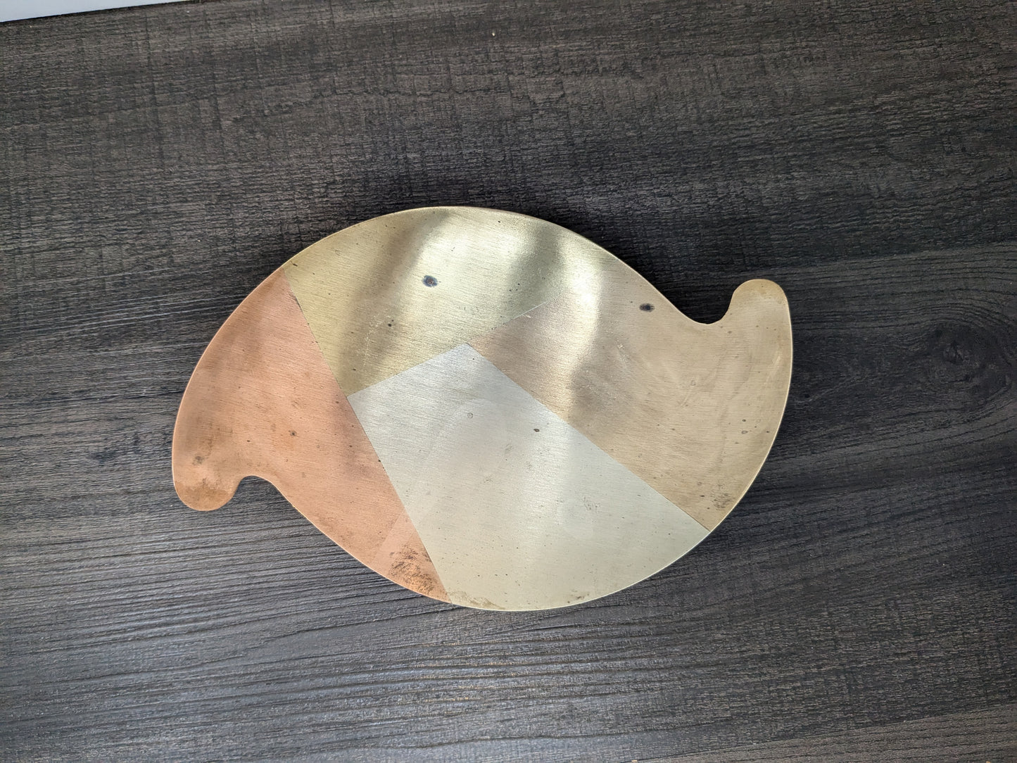 Vintage Mid Century Mexican Modernist "Metales Casados" | Married Metals Footed Abstract Dish