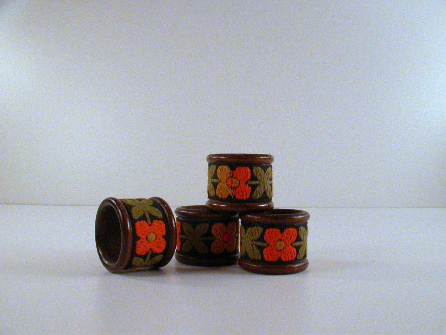 Wood Napkin Rings | Set of 4 Vintage Napkin Rings| Made in Austria