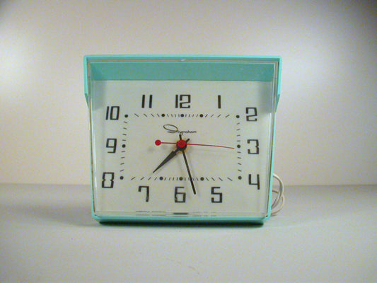 Mid Mod Electric Clock | Ingraham Blue Kitchen Clock