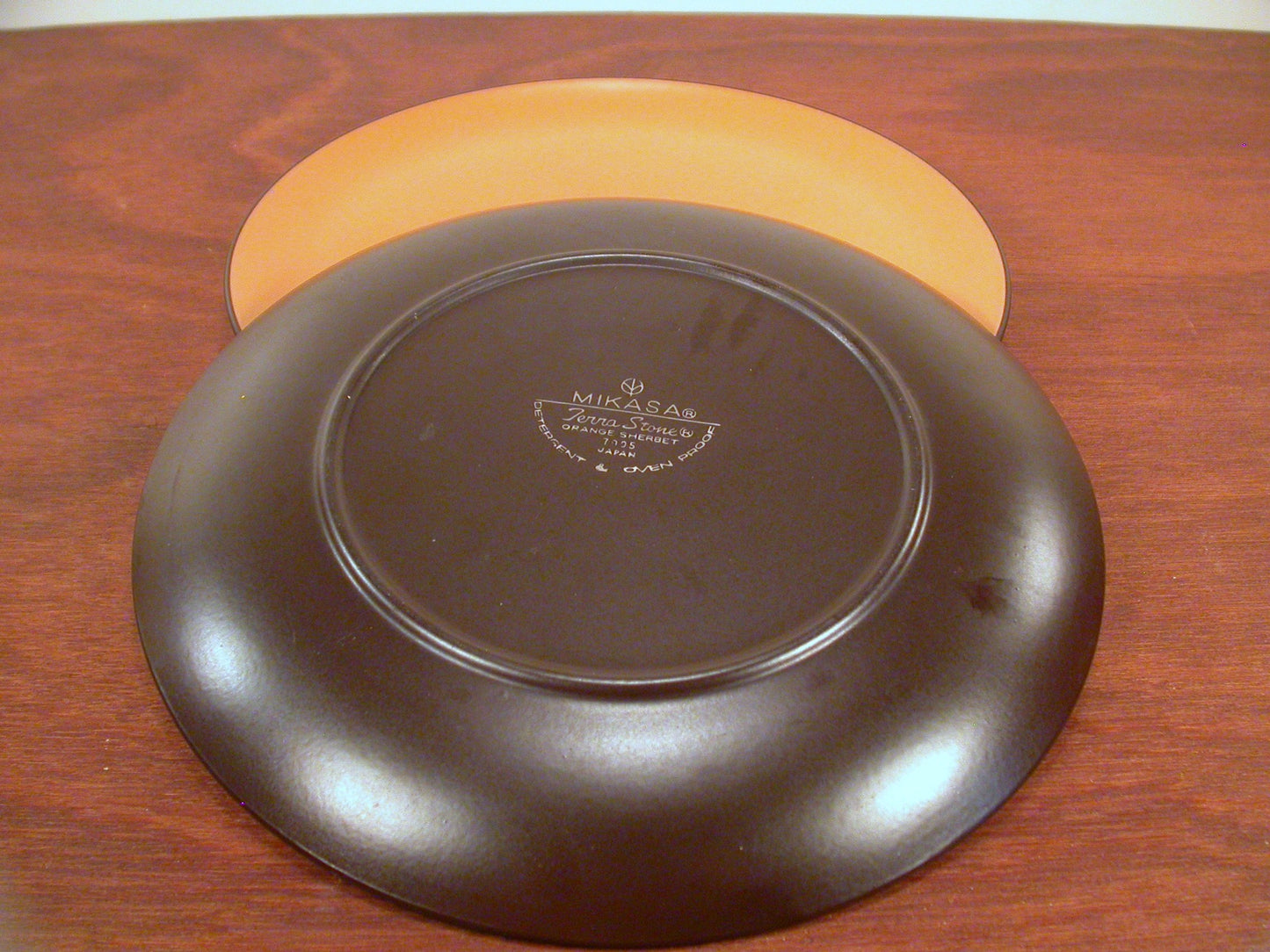 2 Mikasa Sherbet Orange Dinner Plates, Mikasa Terra stone Dinnerware