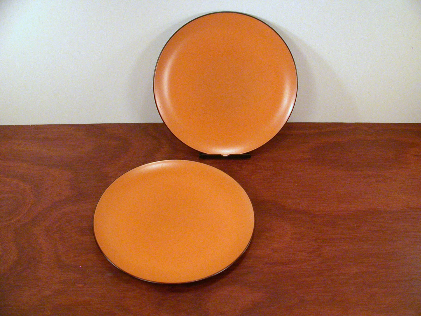 2 Mikasa Sherbet Orange Dinner Plates, Mikasa Terra stone Dinnerware