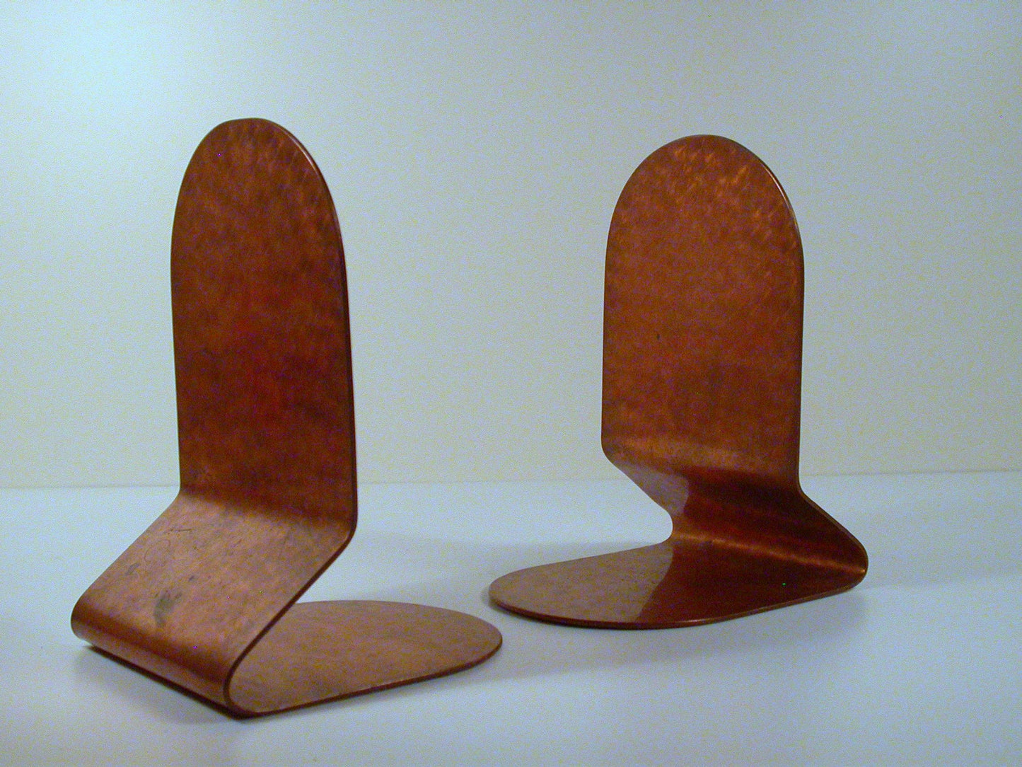 Arts and Crafts style Copper Bookends | Engraved Round Reflective Pattern | Minimalist Design