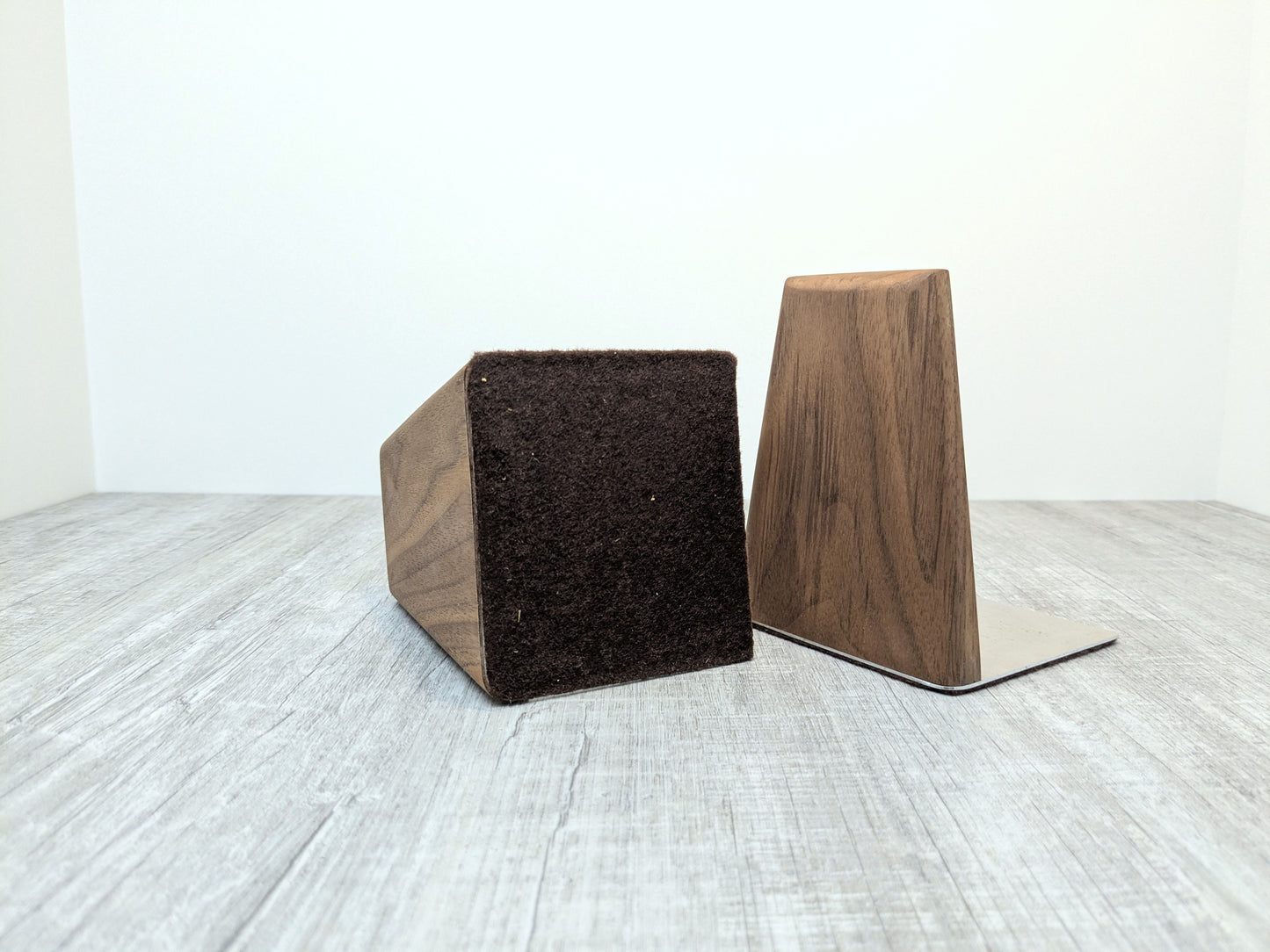 Minimalist Walnut and Metal Bookends | Mid Century desk accessories | Walnut & Aluminium