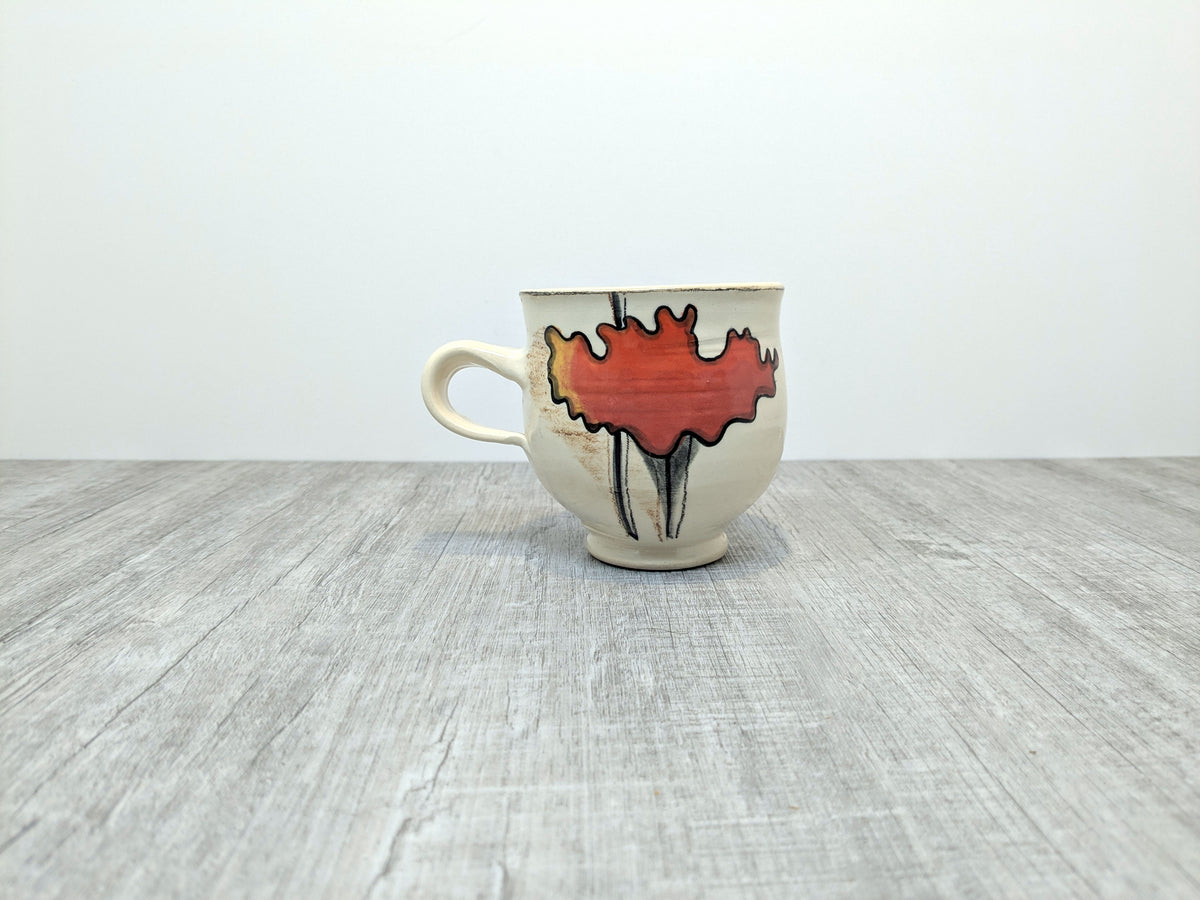 Ceramic Cup Bright Abstract Poppy Design | Hand Made