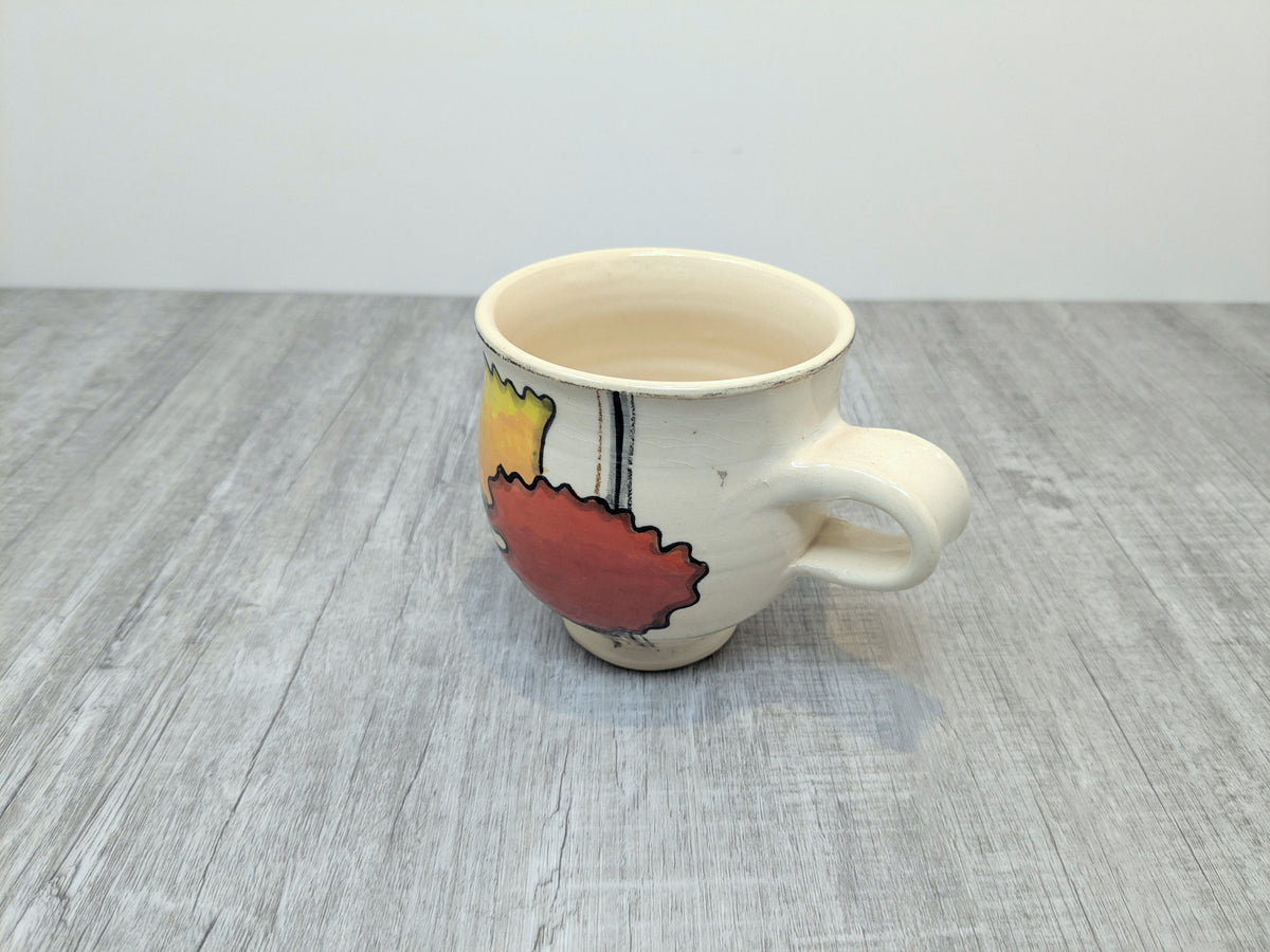 Ceramic Cup Bright Abstract Poppy Design | Hand Made