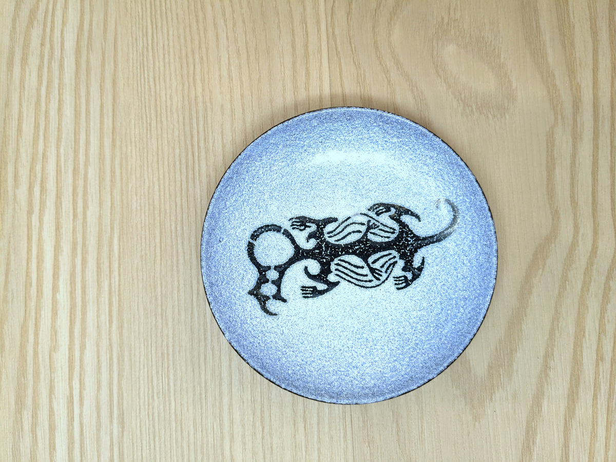 maori enamel art plate