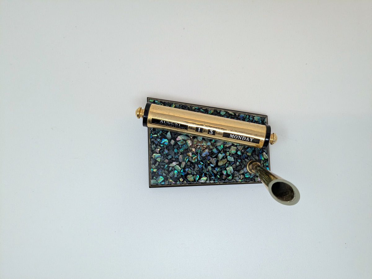 Perpetual Office Calendar Desk Accessory | Abalone Paua Shell New Zeland