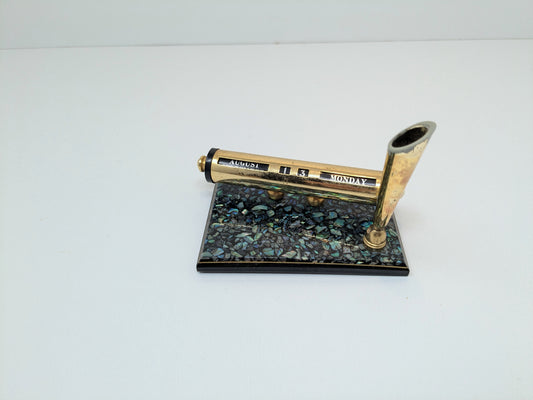 Perpetual Office Calendar Desk Accessory | Abalone Paua Shell New Zeland
