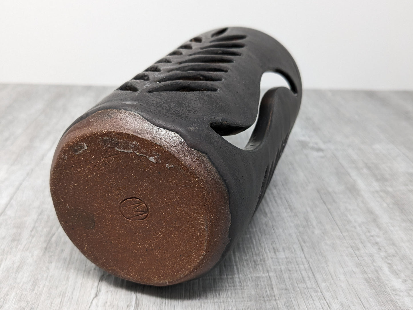 Mary Osborne Studio Pottery | Candle Holder | Cut Out Design | BC Pottery