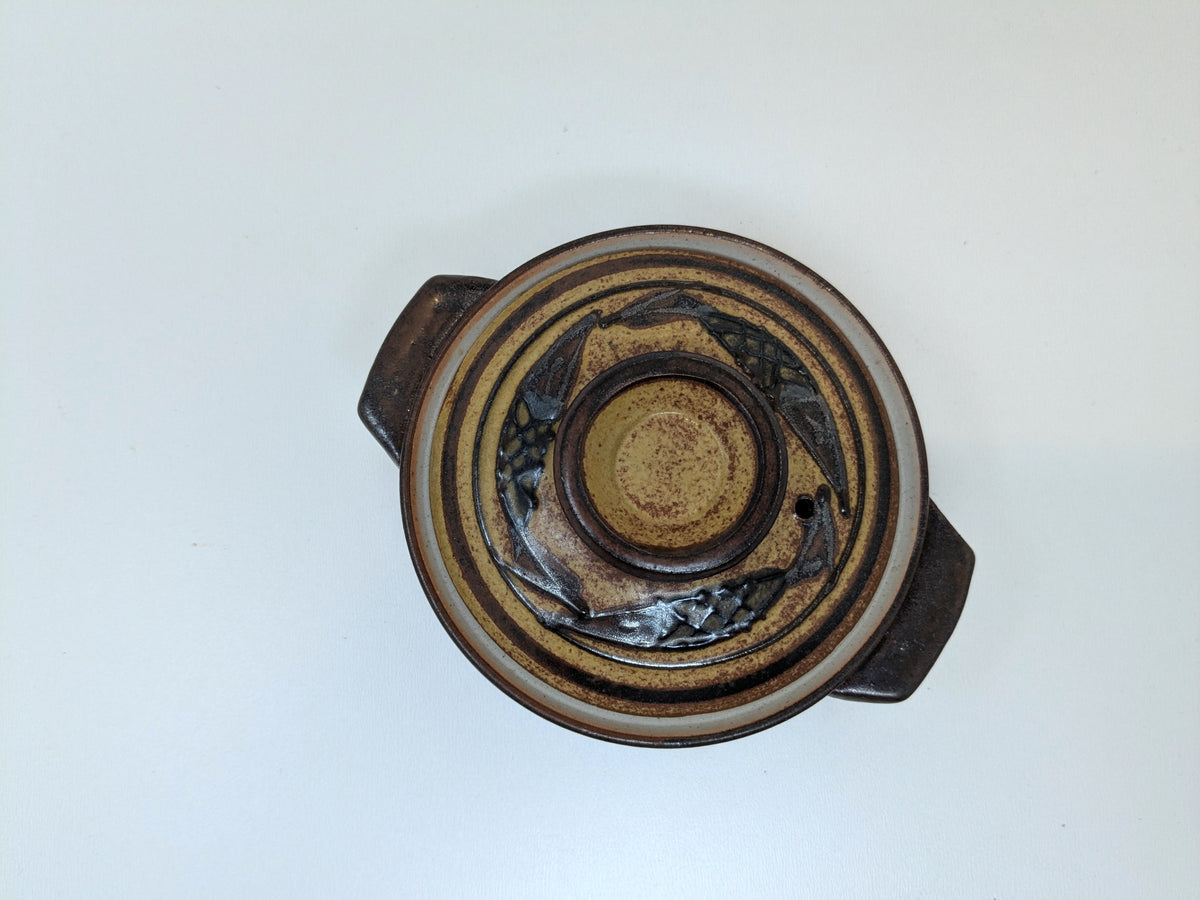 Vintage Otagiri Stoneware Casserole with Koi Fish Design