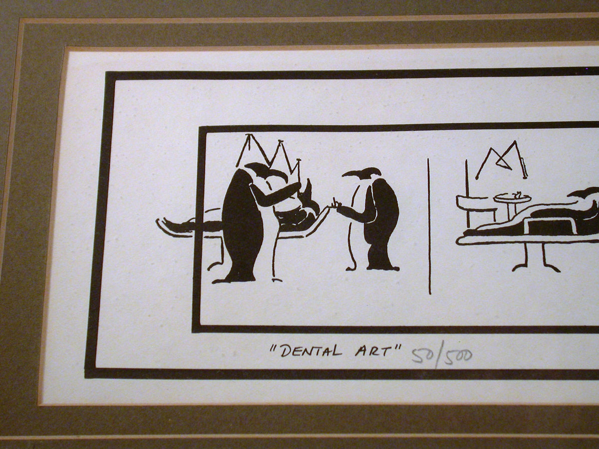 Vintage Pacolito Berge "Dental Art" 1980's Limited Edition Serigraph Print, Framed and Matted Original Serigraph Print