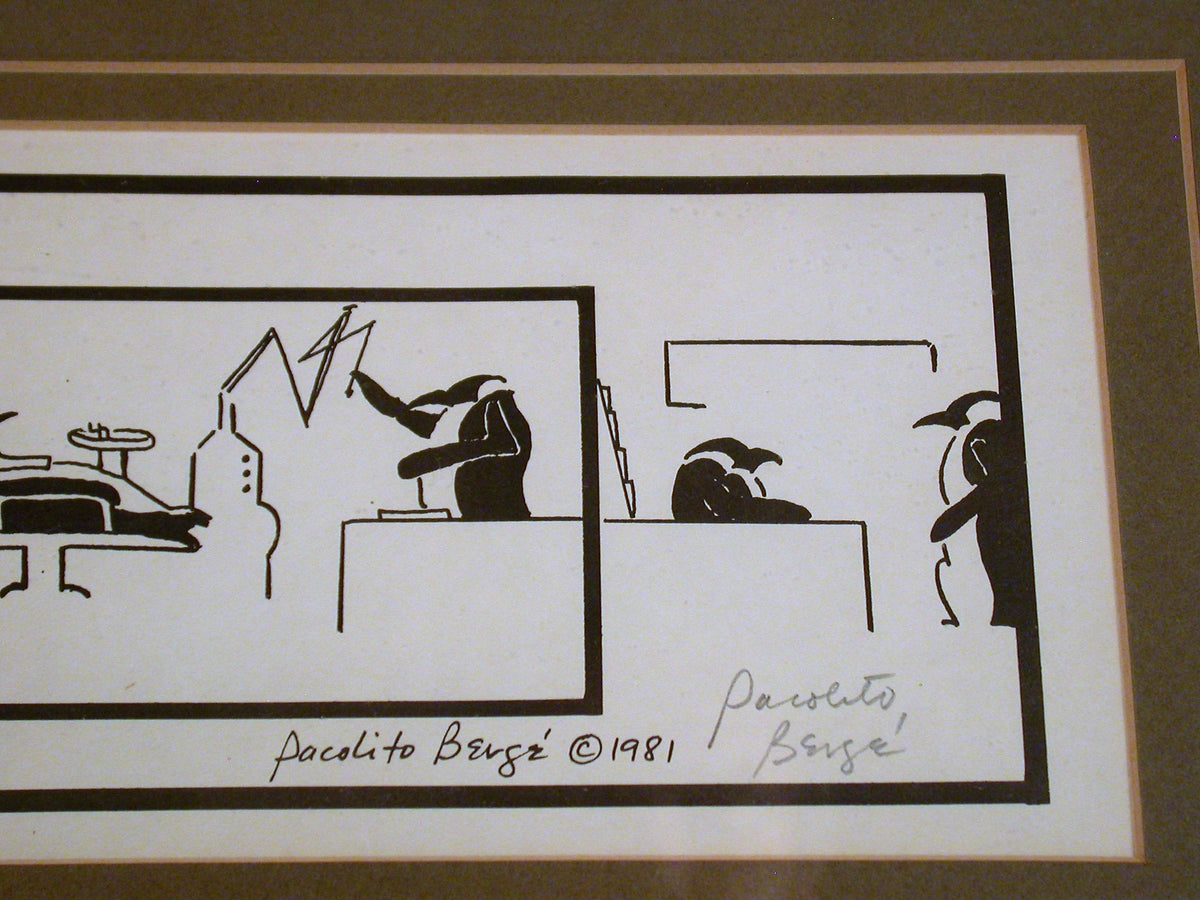 Vintage Pacolito Berge "Dental Art" 1980's Limited Edition Serigraph Print, Framed and Matted Original Serigraph Print