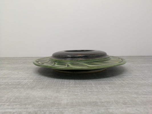 Peter Jansons | Green and Black Ikebana Flower Vase | Vintage PEI Pottery