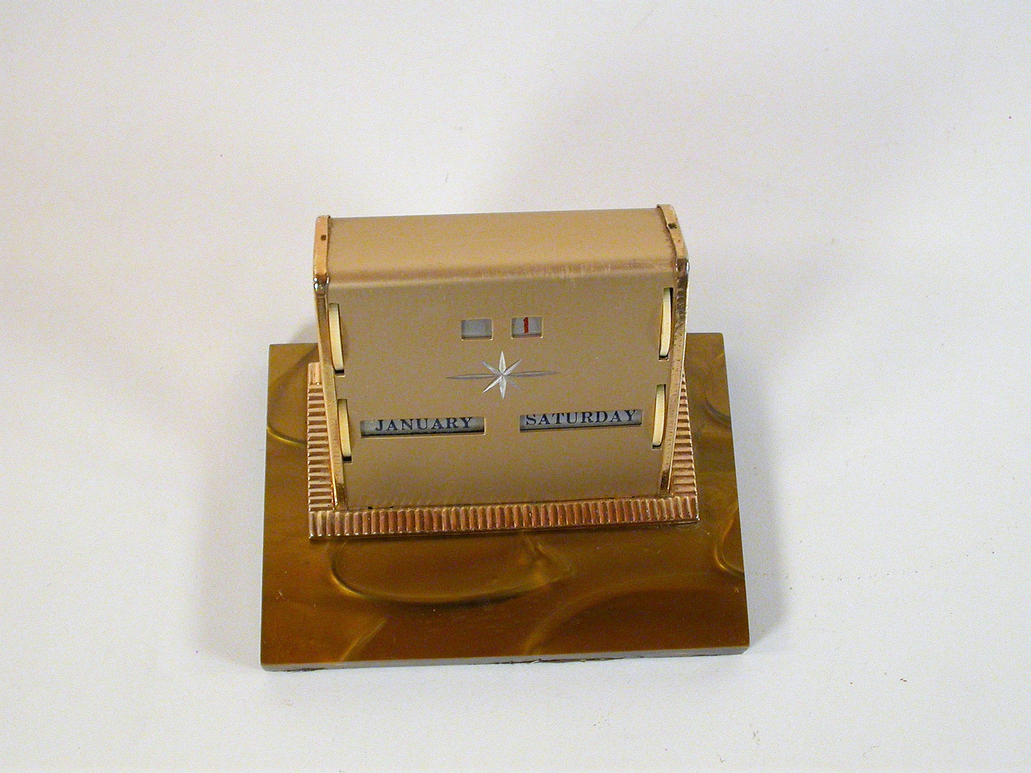 Vintage Space Age Design Perpetual Desk Calendar, Metal and Plastic Calendar