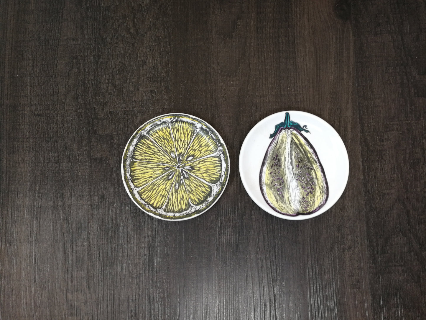 Pair of Piero Fornasetti Sezione Di Frutta 'Cut Fruit' Coaster Plates | 1960's Italian Design
