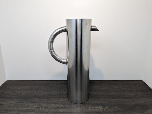 Stainless Steel Modernist Water Pitcher | Streamlined Tall Narrow Liquid Dispenser | Vintage Barware